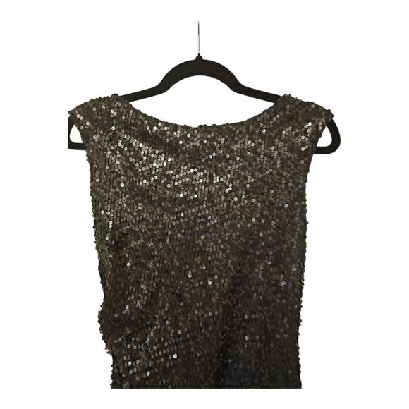 DAVID MEISTER Black Sequin Open Back Dress - Size 2 - Picture 3 of 10
